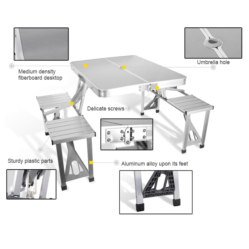 Portable Folding Table And Chair Outdoor Picnic Foldable Aluminum Desk Chair