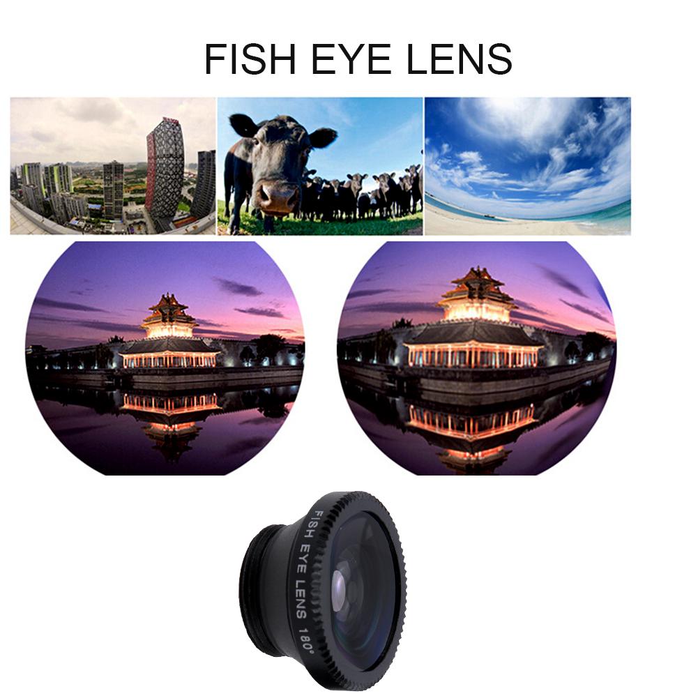 3 in 1 Fish Eye Lens Wide Angle Macro Fisheye Lens Zoom For phone 7 8 plus XS MAX X Mobile Phone Camera Lens