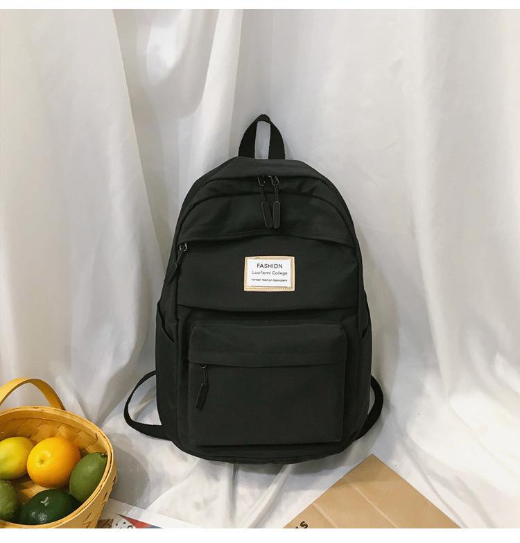 Neue Casual Einfarbig Nylon Frauen Rucksack Student Schule Tasche Teenager Mädchen Schulter Taschen Mochilas Rucksäcke Rucksack: Black