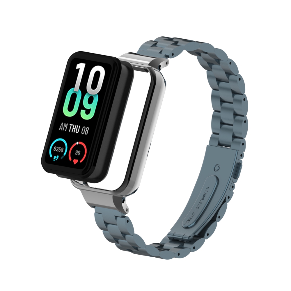 Metal Replacement Strap for Amazfit Band 7, Solid Stainless Steel, Three-Bead Metal Strap, Suitable for Amazfit Band 7: GRAY
