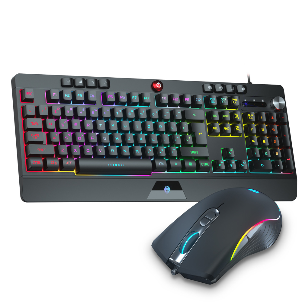 EAOR RGB Wired Gaming Keyboard and Mouse Set 104-key Mechanical Feel Gaming Keyboard Mouse Combos for Laptop Desktop PC Gamer: V9000-Black
