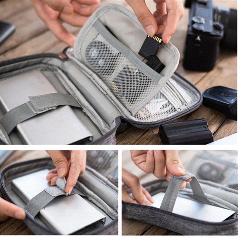 Men Portable Travel Accessory Cable Bag Multi-function Data Cable Charger Storage Bags Digital USB Electronic Gadget Organizer