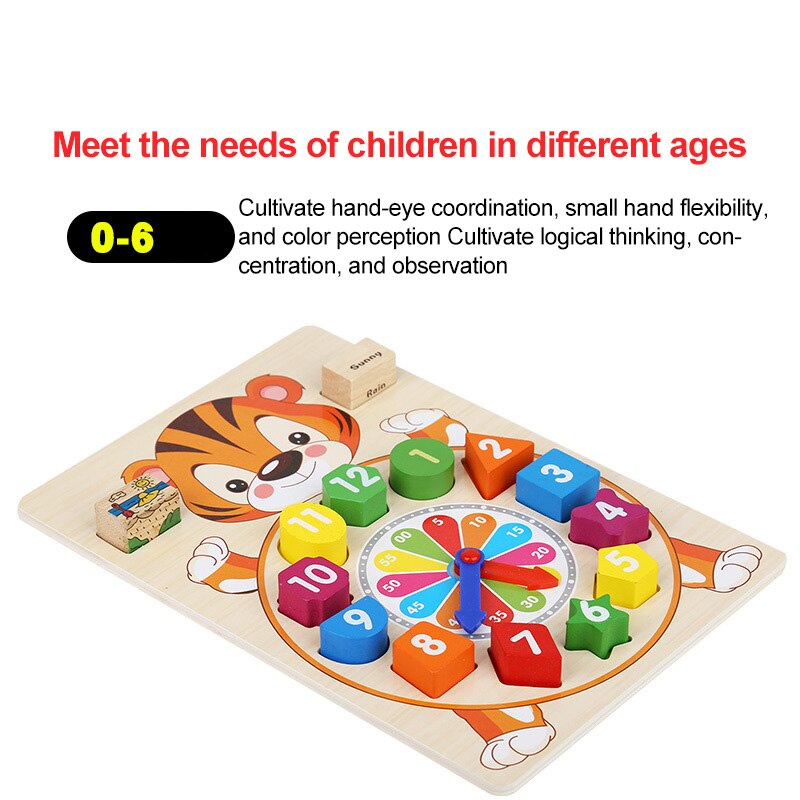 Houten Klok Speelgoed Tellen Vroege Onderwijs Math Learning Aantal Onderwijs Tijd Vorm Sorteren Klok Educatief Spel Speelgoed Voor Kinderen