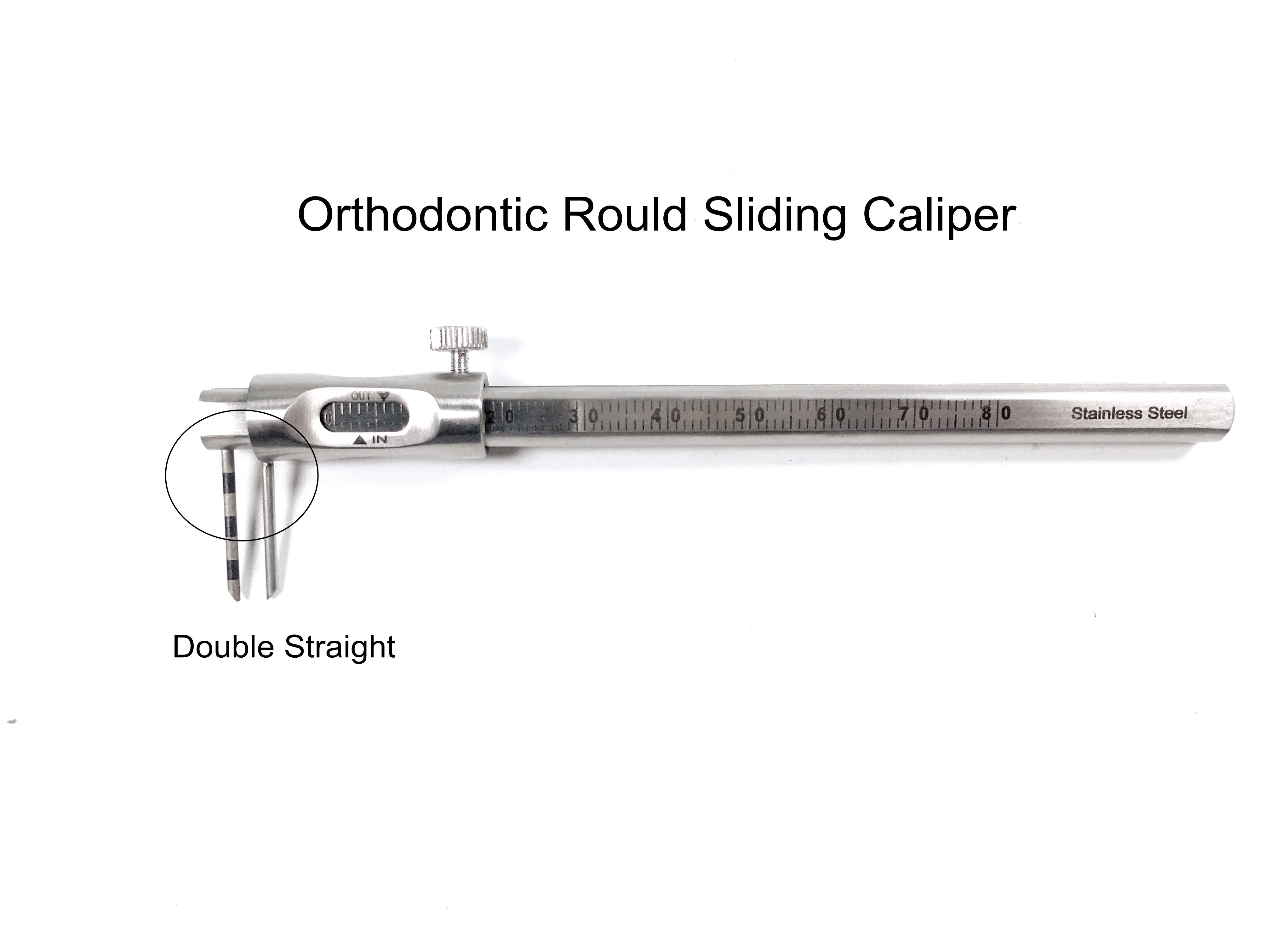 Dental Stainless Steel Sliding Caliper Implant Gauge Measuring Pen 2Type 0-80mm: Double Straight X1p