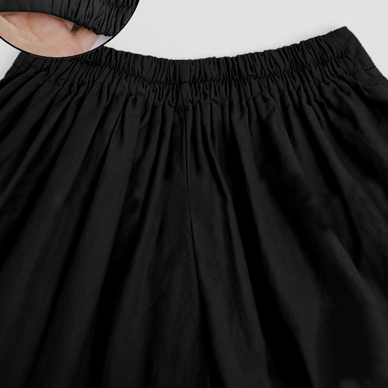 Dameshorts løse åndbare ensfarvede shortsbukser med brede ben til sommer  zj55