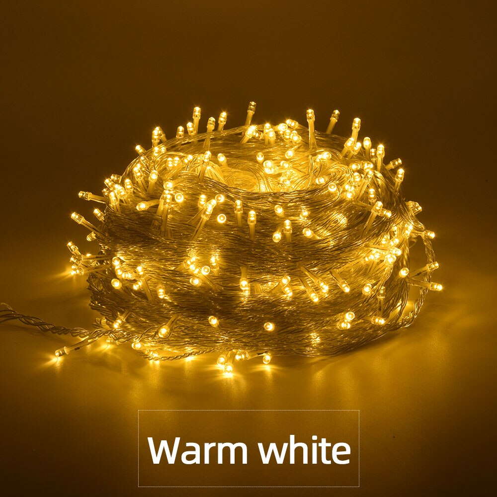 Christmas Lights 5M 10M 20M 30M 50M 100M Led String Fairy Light 8 Modes Christmas Lights For Wedding Party Lights: Warm White / 100-300W