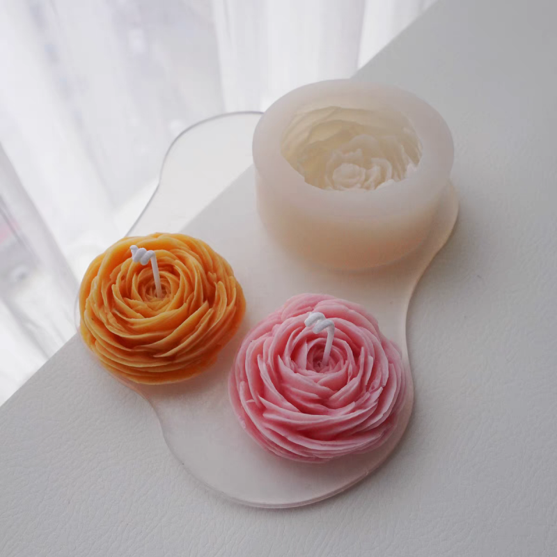 Stampo in silicone per gesso con fiori di peonia aromatica 3D Stampi per ornamenti di fiori in gesso Stampo per decorazione di candele