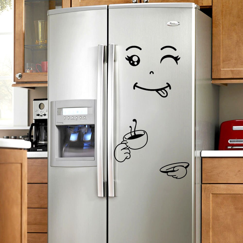 Leuke Sticker Koelkast Gelukkig Heerlijke Gezicht Keuken Koelkast Muur Vinyl Stickers Art Decal Home Decor Accessoires