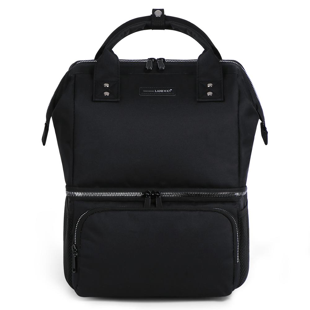 LAND Insulation Backpack Baby Diaper Bags Mommy Thermal bag Strollers Double Layers multi-function fresh keeping Cooler MPB24: MPB24-black