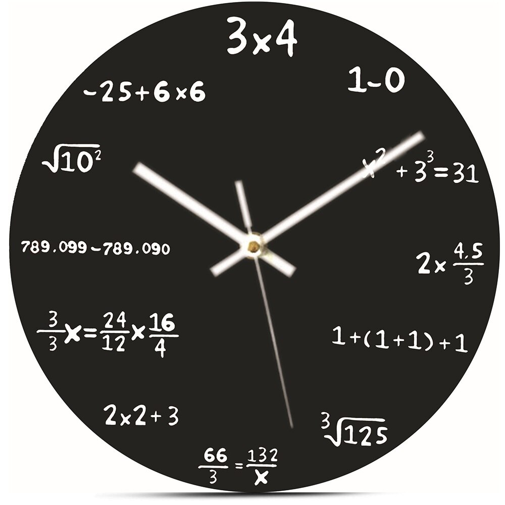 13inch Unique Math Wall Clock Circular Mathematical Equations Clock On The Wall For Classroom Office Home Decoration: 3x4