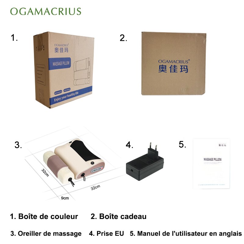 Ogamacrius 2 In 1 Massage Kussen Warmte Shiatsu Apparaat Elektrische Cervicale Gezonde Body Ontspanning Massage Voor Nek Massager