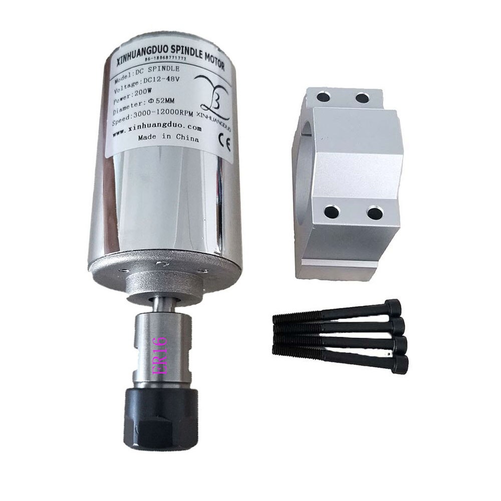 200W 300W 400W 500W Spindle Motor 48V DC 0.2KW Air cooled Spindle High Speed Spindle Brush Engraving Machine and Bracket: Package5 200WER16
