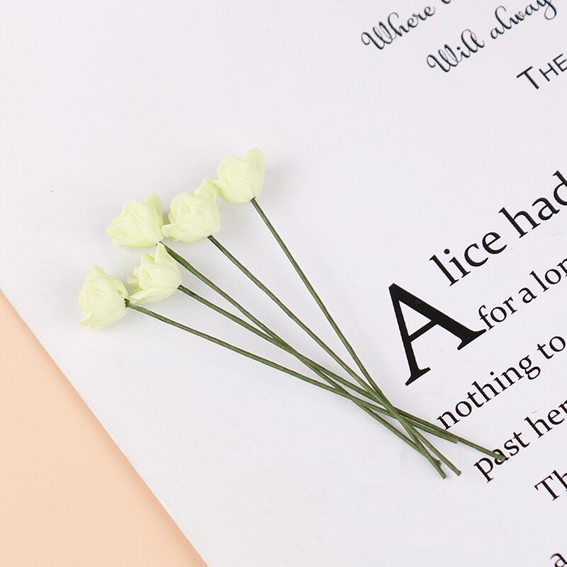 5Pcs 1:12 Dollhouse Miniatuur Simulatie Planten Multi-Kleur Rose Bloemen Model Meubels Home Garden Decor Accessoires: GN