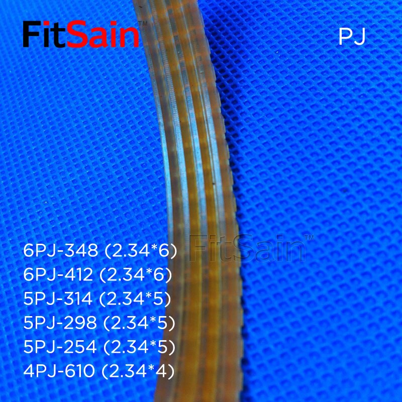 Fitsain-v-ribbet bælte træbearbejdning høvl båndbredde 10mm multi kile pj remskive 6pj-348/412/5pj-314/5pj-298/5pj-254/4pj-610
