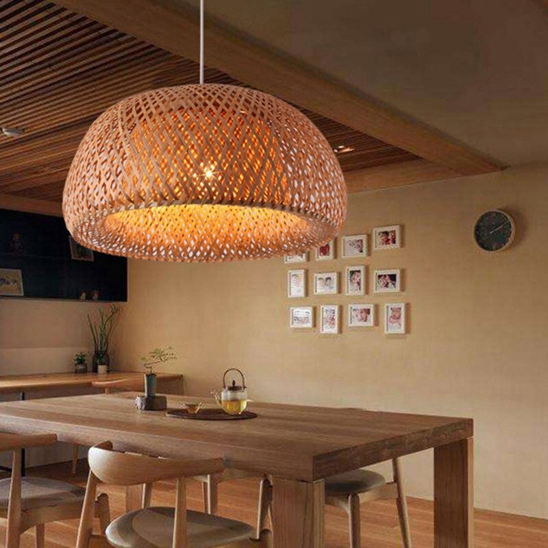 Modern Bamboo Work Hand Knitted Bamboo Weaving Chandelier Restaurant Handmade