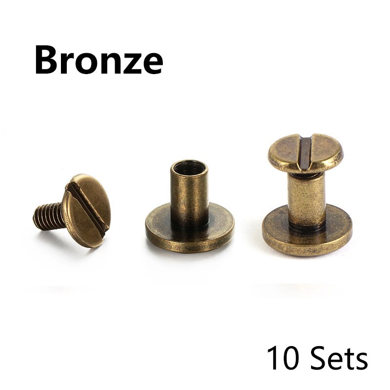 10 sarjaa kiinteä ruuvi naula niitti kaksinkertainen litteä päävyö/hihna niitit matkatavarat nahka metalli askartelu kupari 5mm/6.5mm/8mm vaate niitti: Pronssi / 8mm