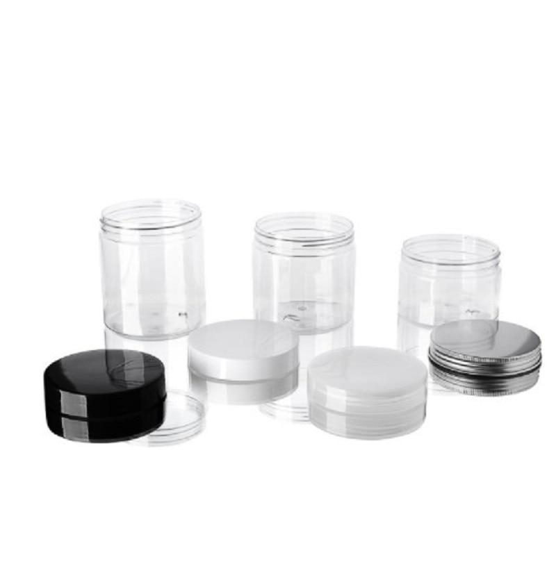 Multi-capacity Make Up Storage Jar Cosmetic Plastic Clear Empty Container Aluminum Lid Small Travel Bottle Makeup Box