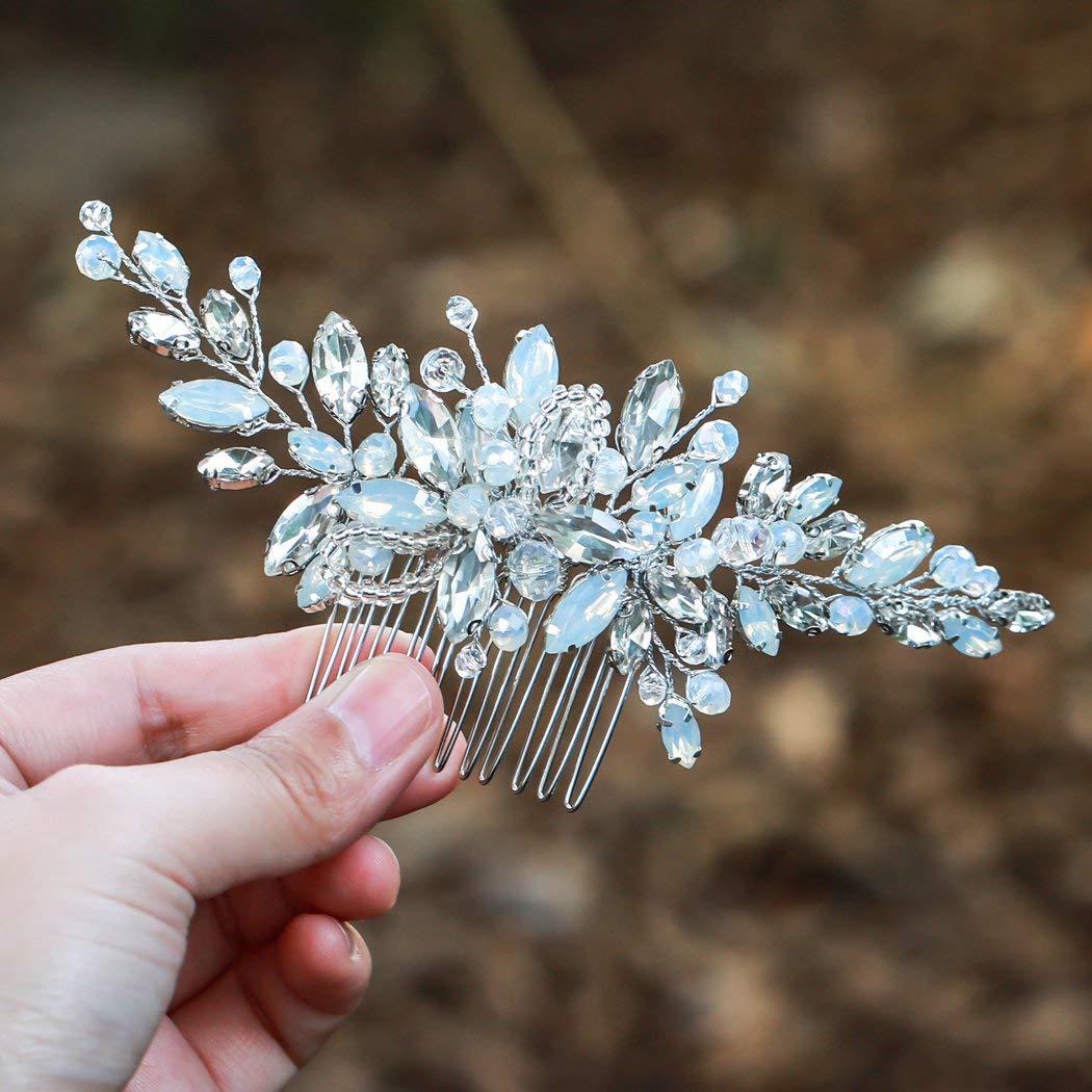 Peineta para el pelo de boda, horquillas y pinzas para el pelo de perlas para mujer, tocado de novia con diamantes de imitación, accesorios de joyas para el cabello de novia, 2025: Plata antigua plateada