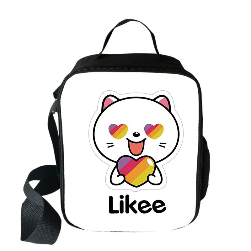Likee Video App Cooler Lunch Bag Cartoon Girls Portable Thermal Food Picnic Bags for School Kids Boys Lunch Box Tote: 004
