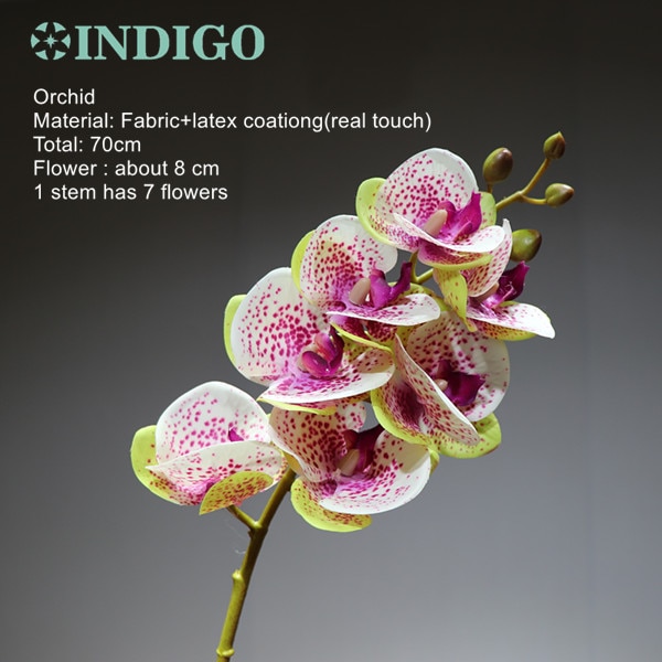 INDIGO - 3D Printing Petals Phalaenopsis White Orchids (7 Flowers/Stem) Real Touch Wedding Flower Floral Party: 1 pc spot