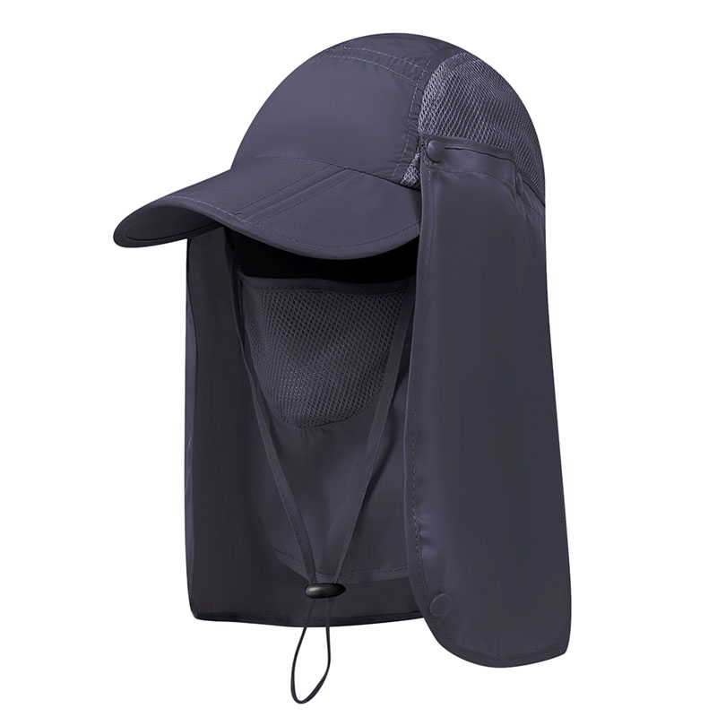 Gorros con solapa de nailon de secado rápido para exteriores, con correa para la barbilla, protección UV de 360 grados, mascarilla facial plegable empaquetable