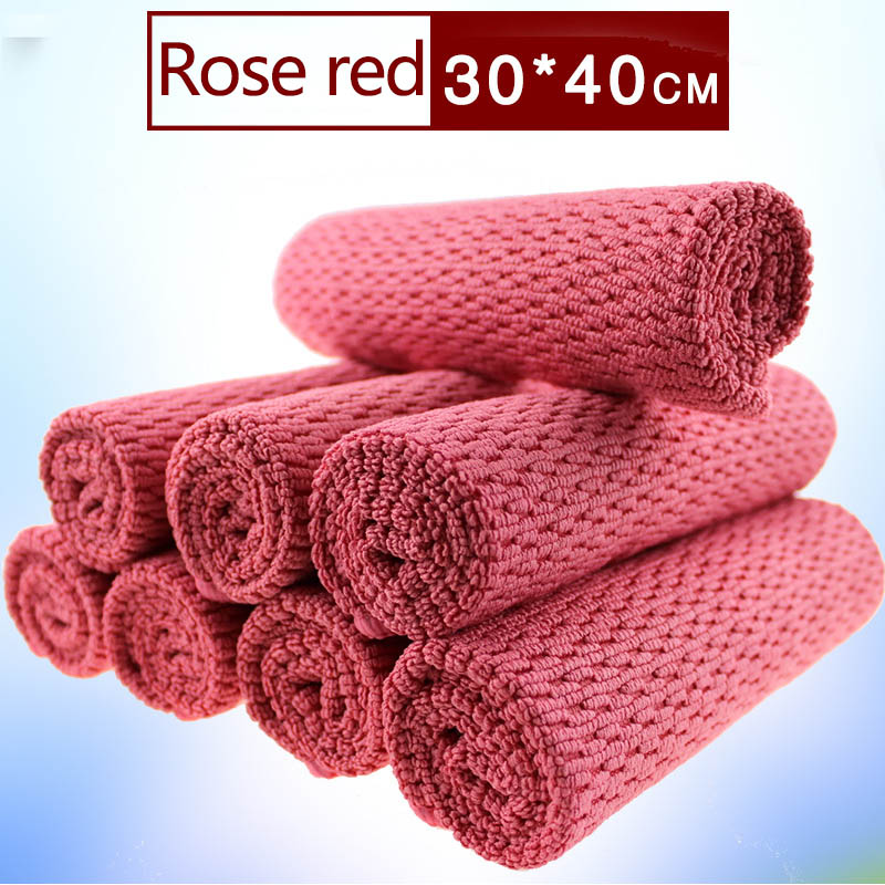 Easy Cleaning Microfibre Cleaning Cloth Portable Thicker Kitchen Towel Wipes Table Window Tools 1 PC Super Absorbent: rose red S