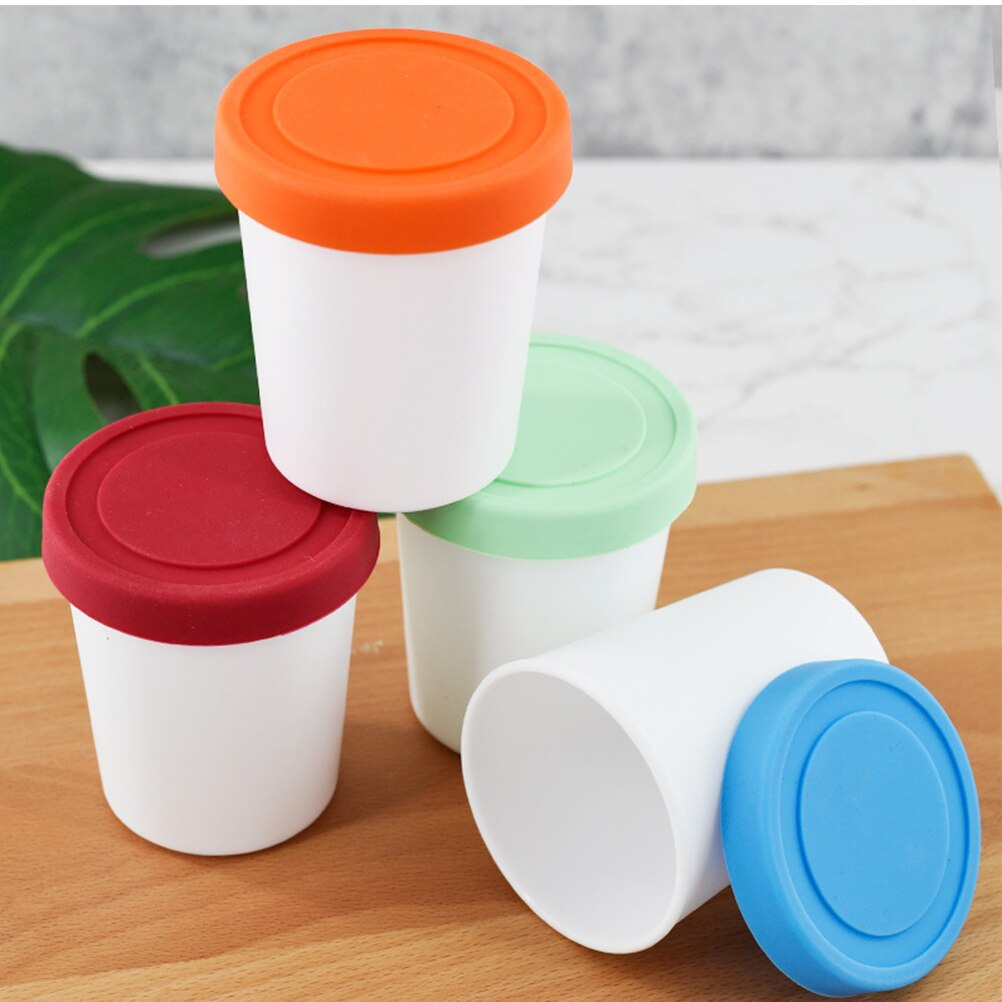 2pcs Ice Cream Freezer Storage Container Round Dessert Cups Ice Cream Holders