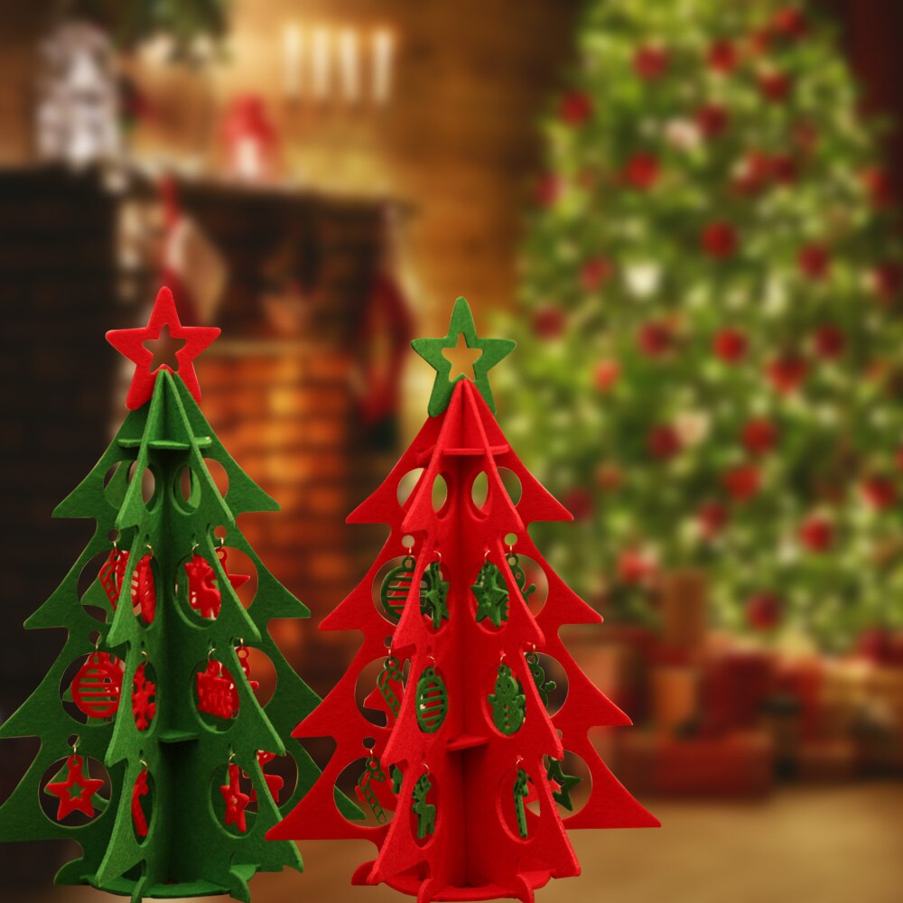 Felt Christmas Tree Decoration Set Kids Xmas DIY Felt Christmas Tree Three-Dimensional Cloth Art Decoration