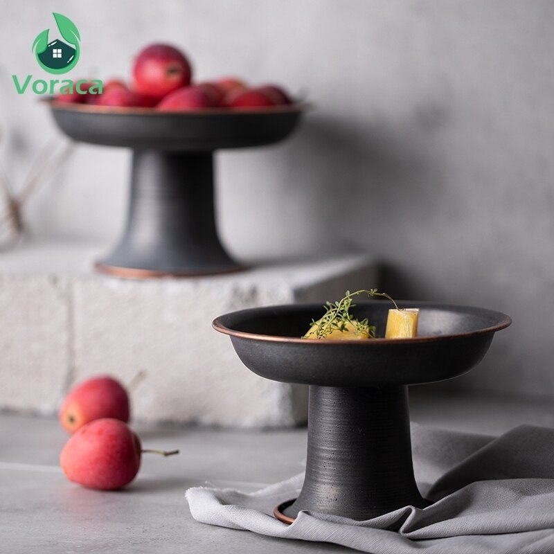 Plateau métal Vintage de stockage de gâteau | Rétro rond en fer, plateau de stockage de gâteau, plateau à volants bord de fruits, pain noix Plat décor maison bureau