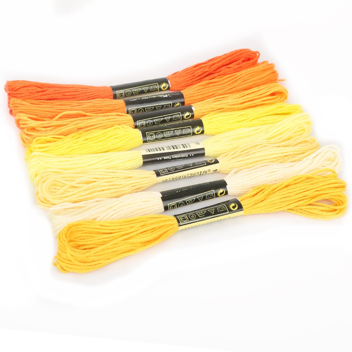 8pcs（7.5m/pcs）Multicolor Similar DMC Thread Cross Stitch Cotton Embroidery Thread Floss Kit DIY Sewing Skeins Craft Tools: Yellow