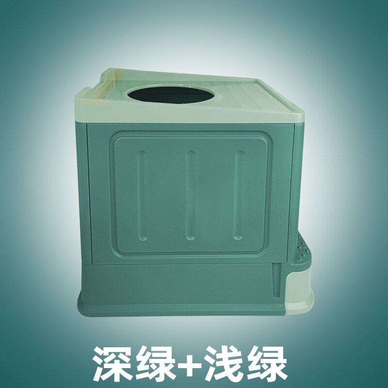 VOW Enclosed Cat Sand Basin In Drawer Cat Litter Box Type Cat Toilet Supplies Folding Splash Large Cat Feces Basin: green