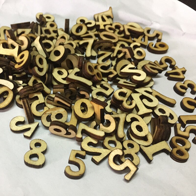 50pcs 0-9 Wooden Alphabet Letters Shapes Scramble Wood Numbers Tiles Sets DIY Letter Crafts Projects Displays Kits
