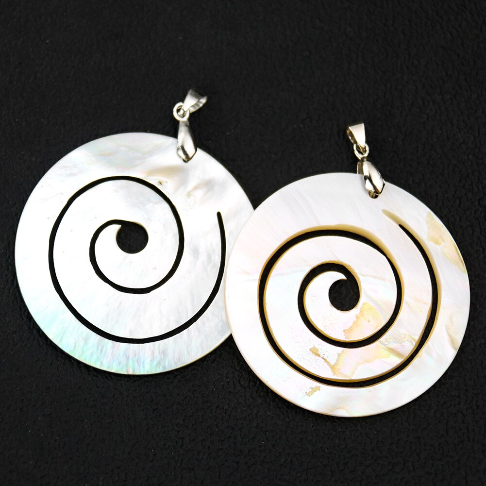 Colgante de concha de abulón Natural, vórtice redondo, espiral, madre de perla, colgantes para la fabricación de joyas, pendiente, collar