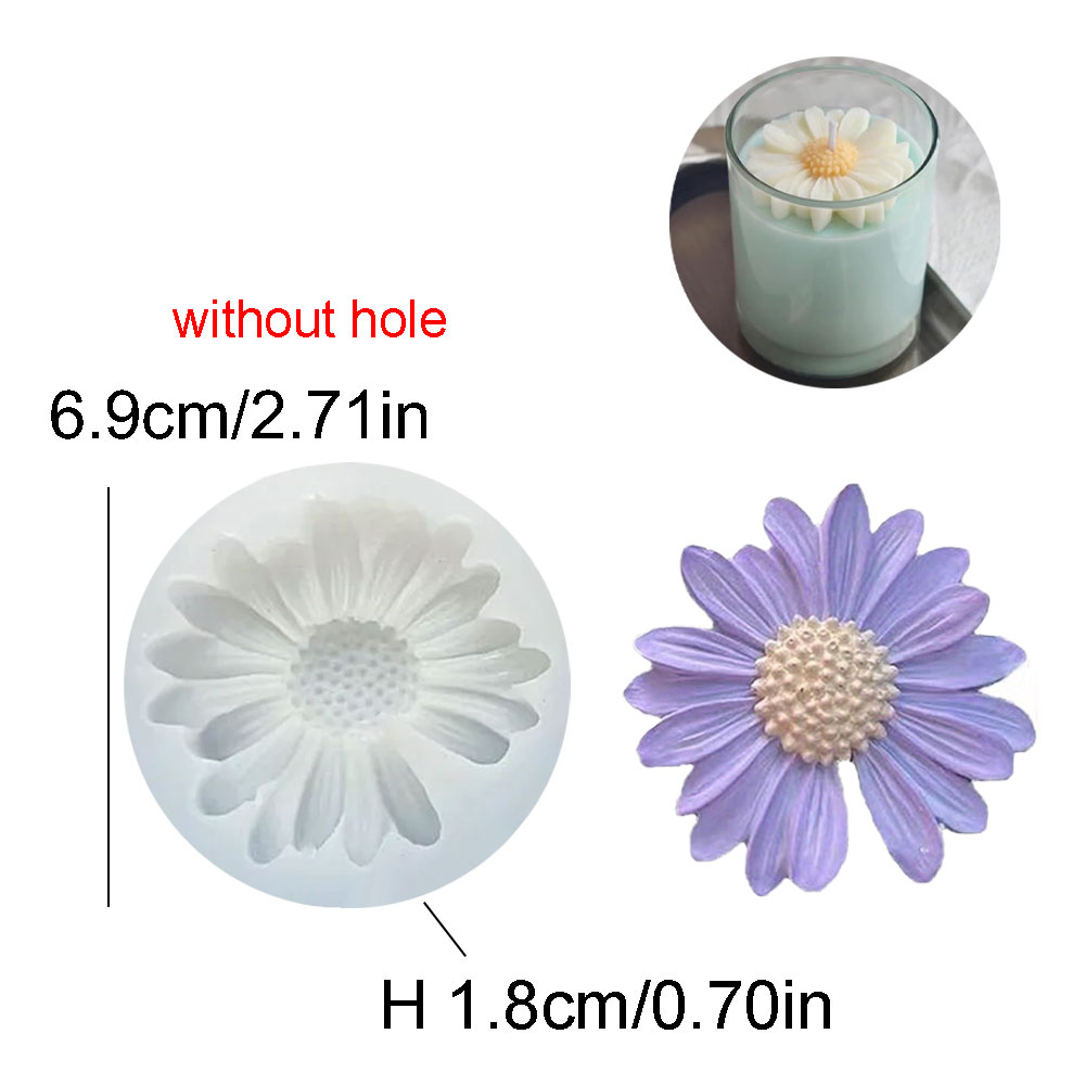 Molde de vela perfumada de silicona con forma de Margarita, vela de girasol, molde artesanal de resina para decoración de coche DIY, de pegamento de goteo de crisantemo hechos a mano: Verde claro