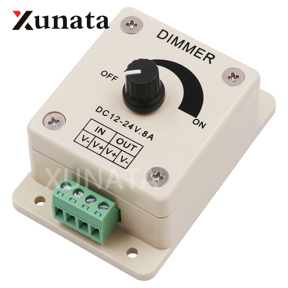 DC12-24V 8A Adjustable Brightness Lamp Strip Driver Single Color Light Power Supply LED Dimmer Switch Controller