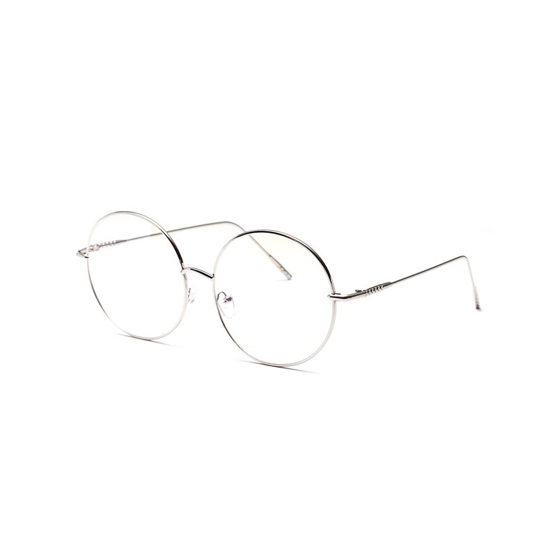 Zilead Oversize Round Glasses Frame For Women&amp;Men Retro Metal Clear Len Glasses Optical Spectacle Glasses Eyeglasses Unisex: silver