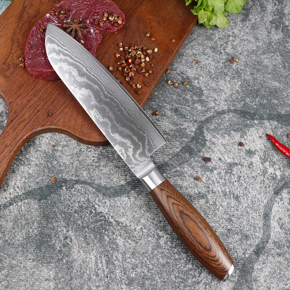 JUMCSONG-cuchillo de cocina para el hogar, utensilio de cocina de 67 capas, de acero damasco, para Chef, Santoku Nakiri Sashimi