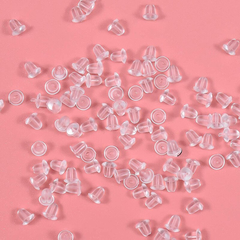 500 PCS/lot Transparent Rubber Earrings Back Plug Clear White Color DIY Jewelry Findings Making Earring Post Stopper Accessories