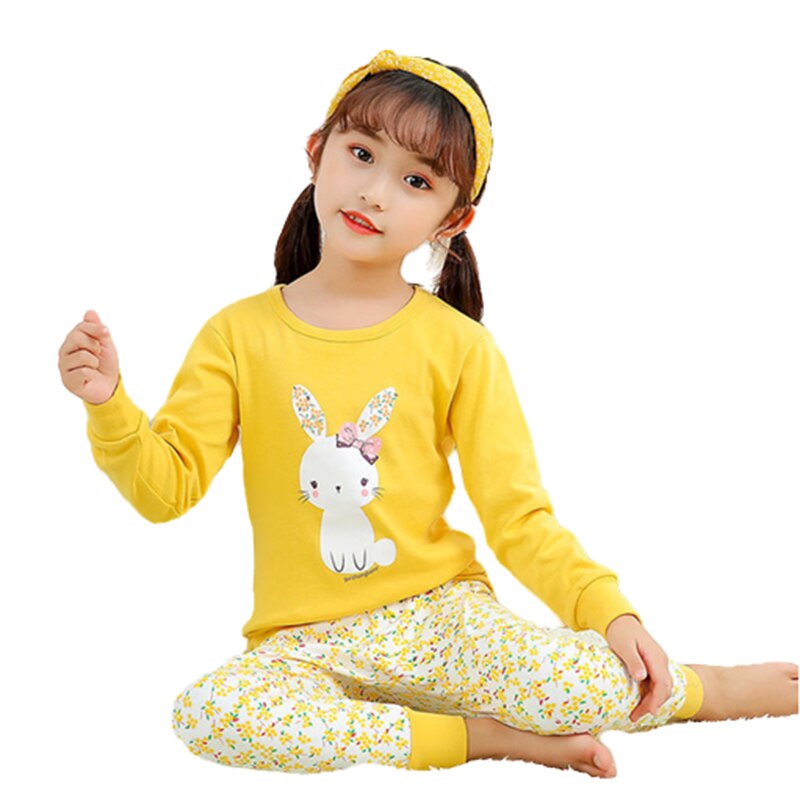 Spring Kids Girls Pajamas Clothing Set Children Cartoon Rabbit Nightwear Pajamas Girls Sleepwear Baby Pyjamas Suits