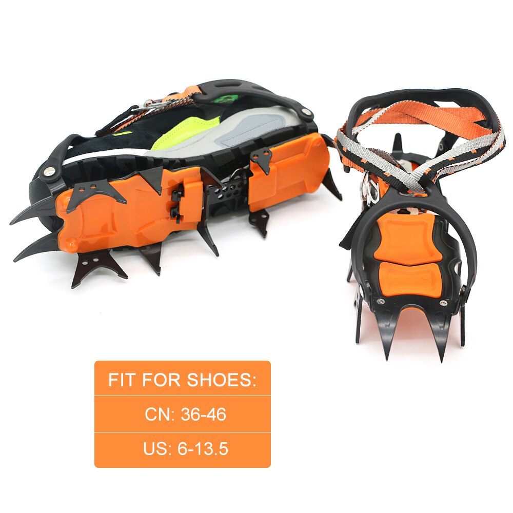 12 Teeth Anti-Skid Crampons Manganese Steel Climbing Gear Snow Ice Climbing Shoe Grippers Crampon Traction Device Mountaineering