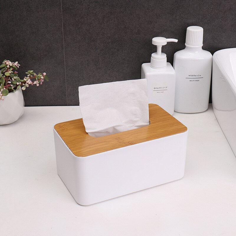 Bamboo Tissue Boxes Desktop Paper Towel Dispenser Living Room Plastic Remote Control Storage Box Napkin Holder Wipes Containers