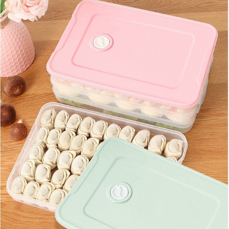 Dumpling Boxes Storage Tray Food Container Box for Keep Fresh Refrigerator Frozen Dumplings Storage Plastic Boxes
