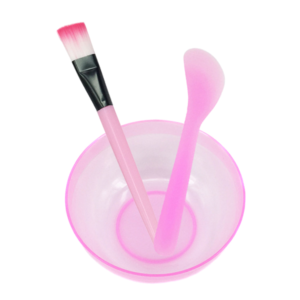 Ansigtsmaske skål sæt plastbørste rørestang hjemmelavet makeup skønhed gør det selv værktøj sæt sci 88: Lyserød