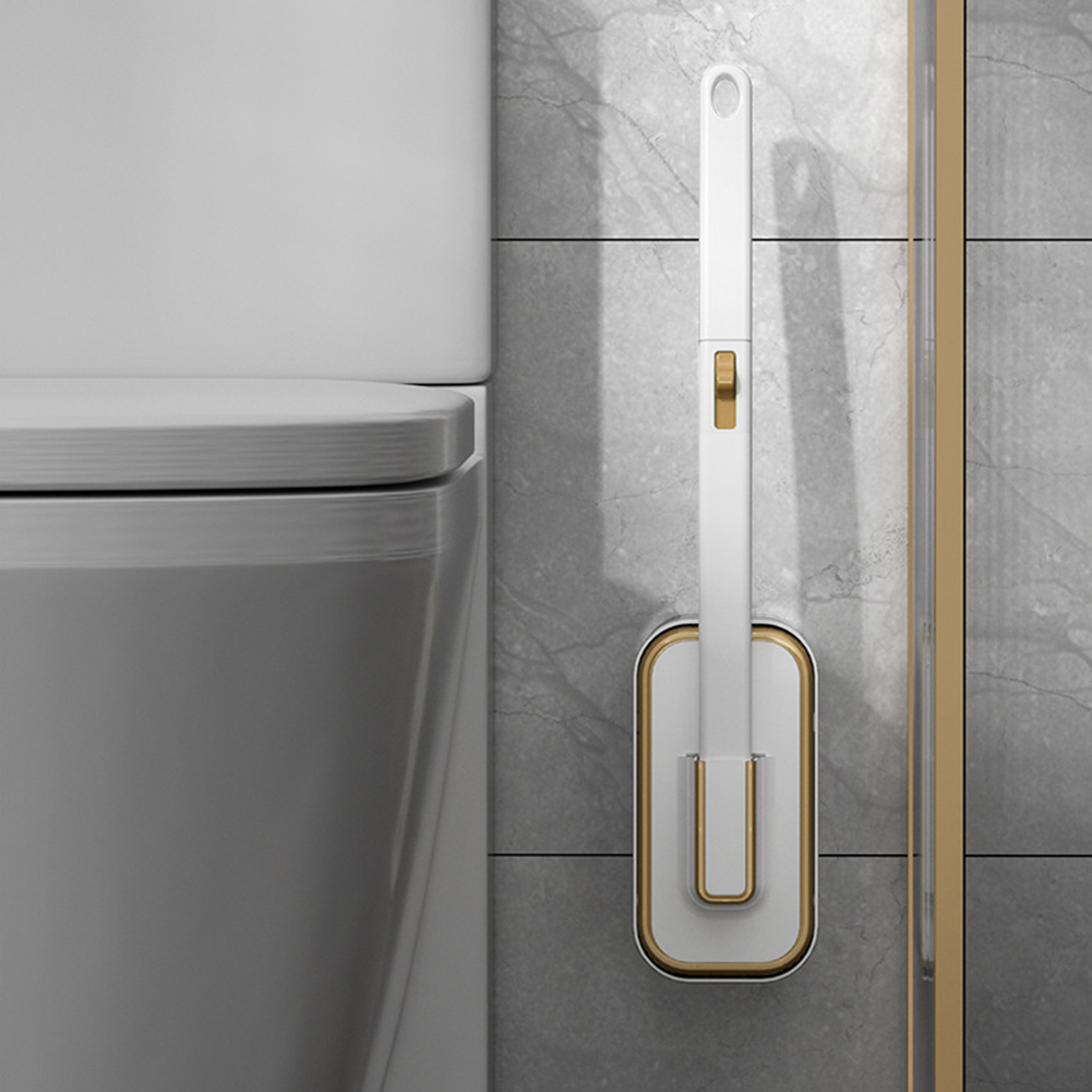 Toalettbørste plassbesparende veggmontert skrubber for rengjøring 6 utskiftbare børstehoder toalettbørste for hjemmehotell