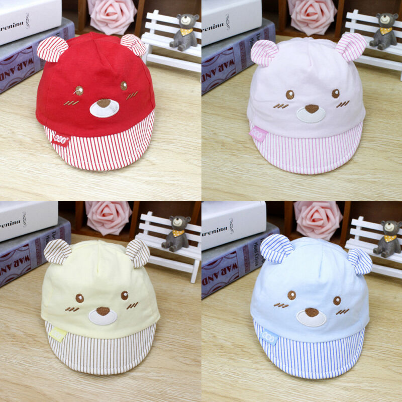 Cute Bear Baby Kids Caps Cotton Soft Baby Girls Boys Caps Summer Beach Hats For Kids Infant Children Sun Hat With Ear
