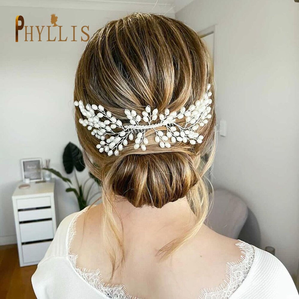 PHYLLIS A27 Pearl Bridal Comb Handmade Headband Jewelry Wedding Hair Accessories Tiara Party Women Headpiece Bridesmaid Headwear