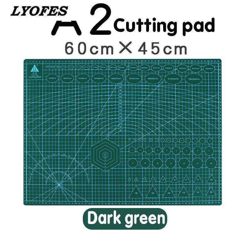 A2 Cutting Board Grid Line Self-healing Cutting Board Craft Card Multicolor Double-sided Desktop Manual Cutting Pad 60 * 45cm: dark green