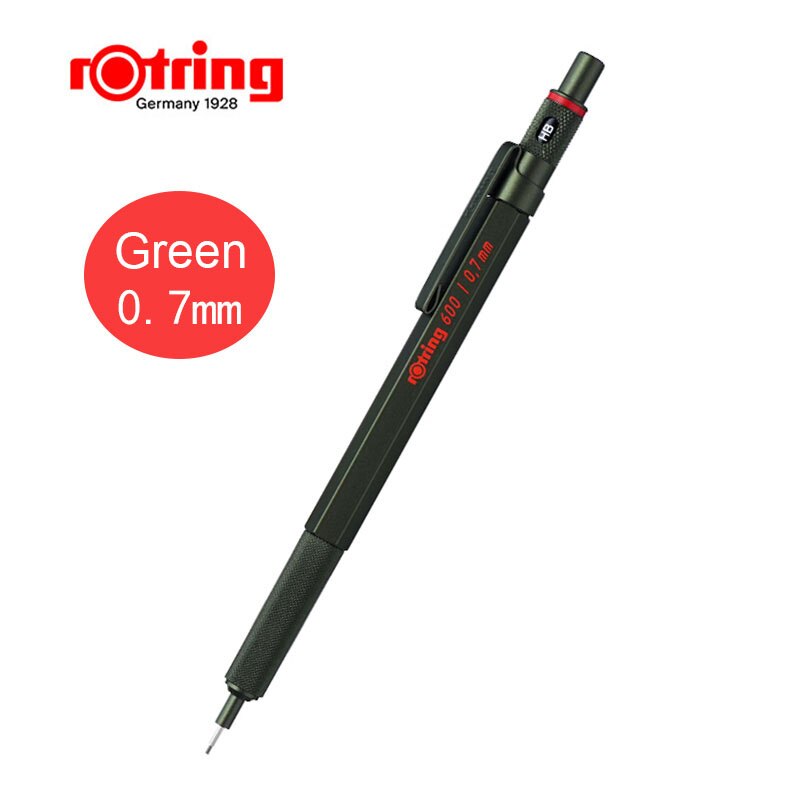 Rotring 600 Mechanical Pencils 0.5mm 0.7mm Drawing Sketching Pens Metallic Body Hexagon Holder: Green 0.7mm