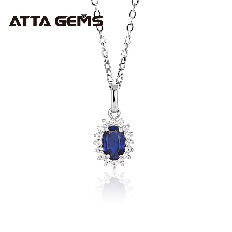 Blue Sapphire Sterling Silver Pendants Created Sapphire Women's Pendant S925 Classic Style Pendant for Women Jewelry