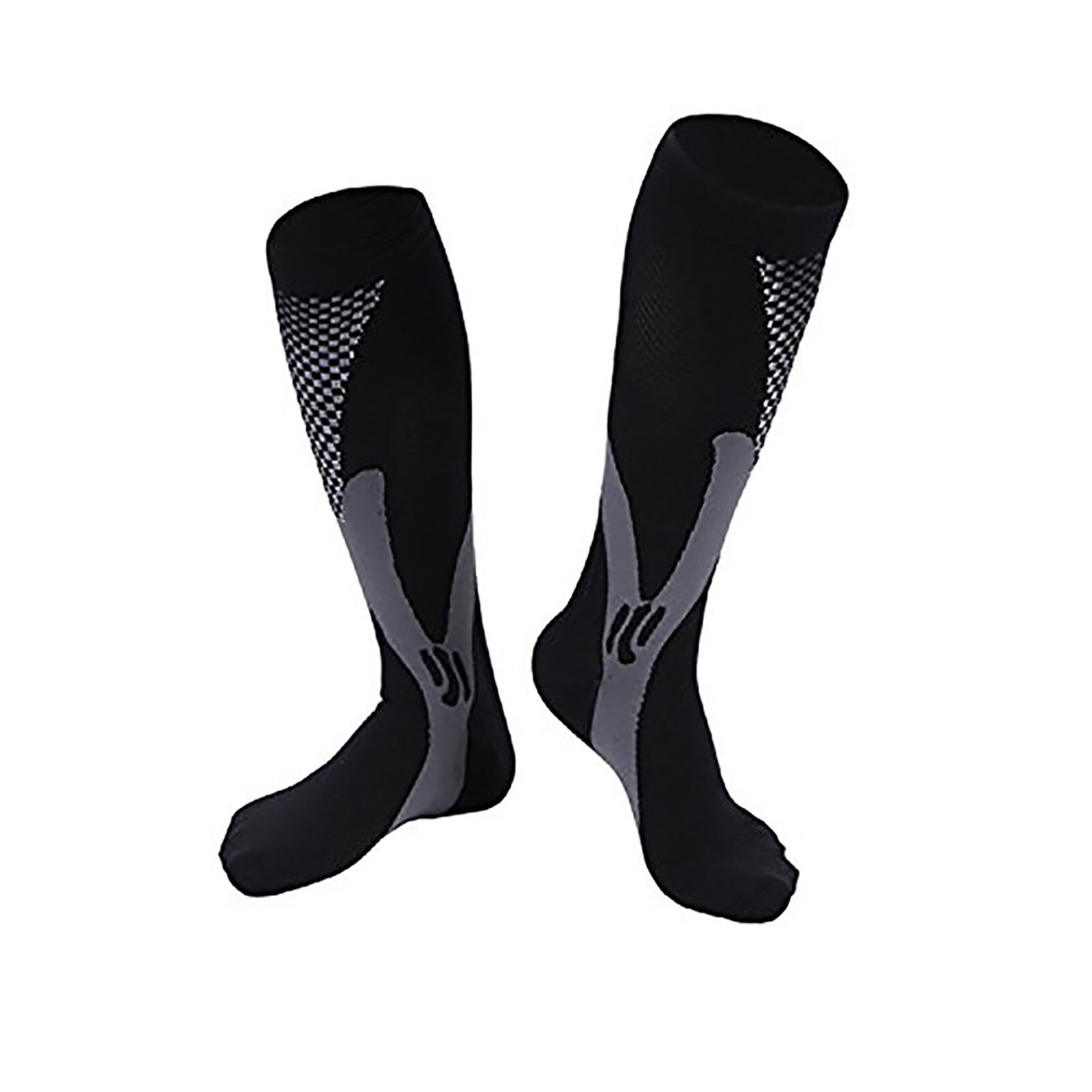 1 par de calcetines de compresion para hombre Color bloque de presión de las venas varicosas la pierna alivio dolor medias hasta la rodilla medias Calcetines: Negro / L / XL